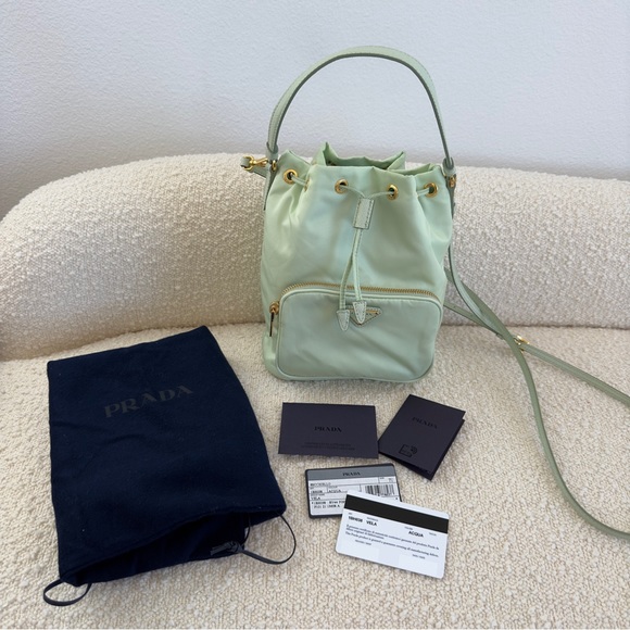 Prada “Aqua” Duet Re-Nylon Bucket Crossbody Handbag - Picture 8 of 16